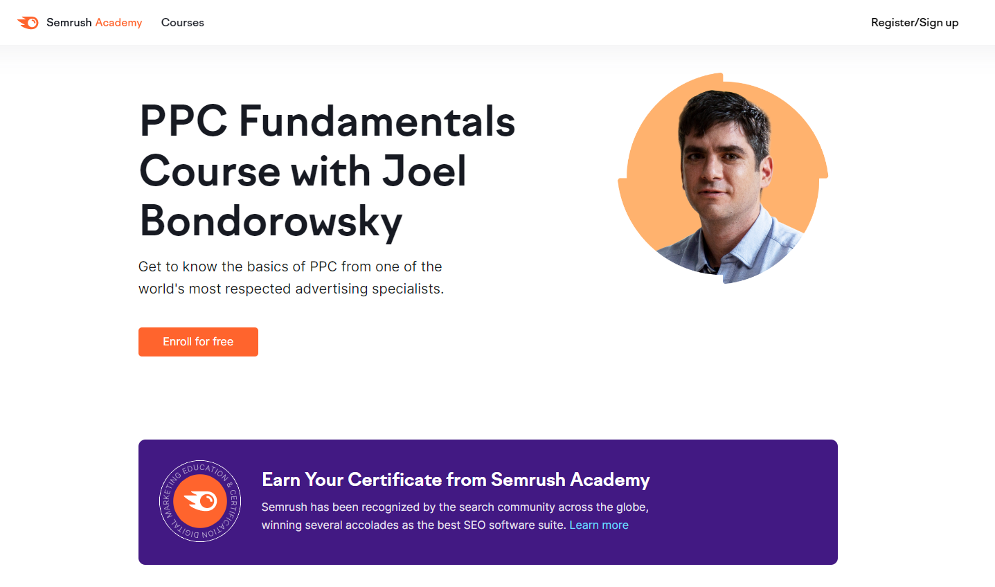 screenshot of Semrush Academy PPC Fundamentals course