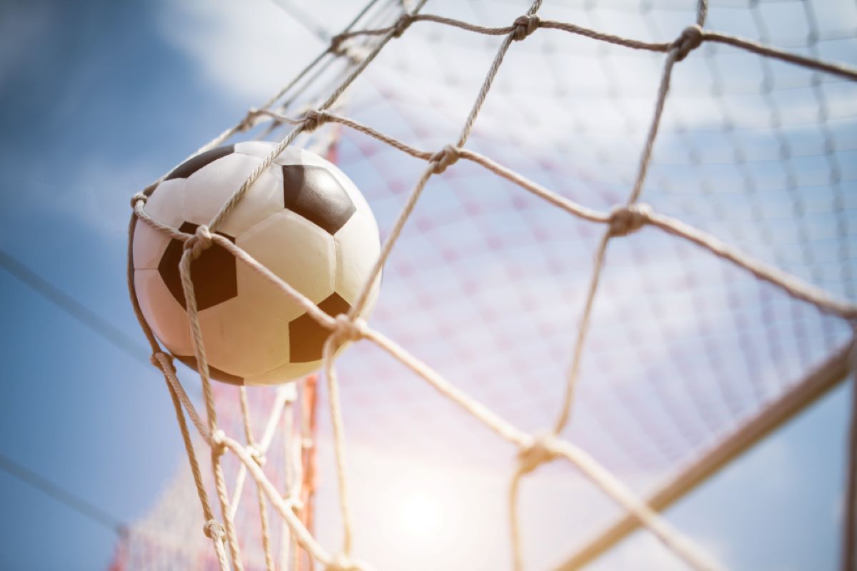 World cup football soccer into goal success