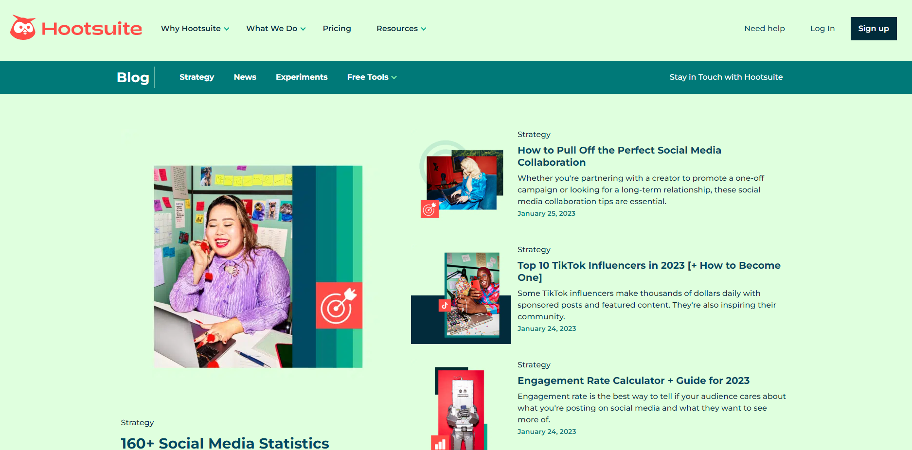 Screenshot of Hootsuite social media marketing blog