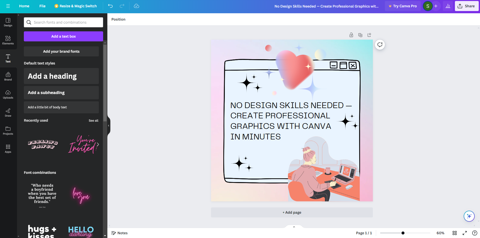 Screenshot of Canva's interface for creating an Instagram post, highlighting the ease of design